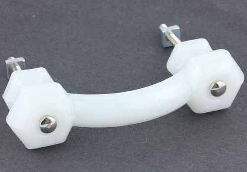 Antique glass pull - 3", milk