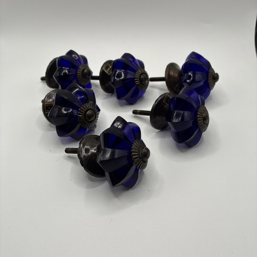 Vtg cobalt blue glass - cobalt, knob