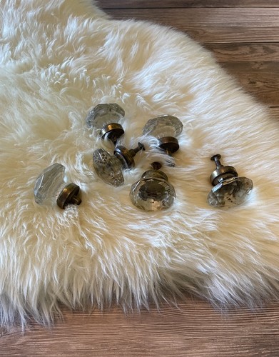 Vintage crystal glass knobs - crystal, ~
