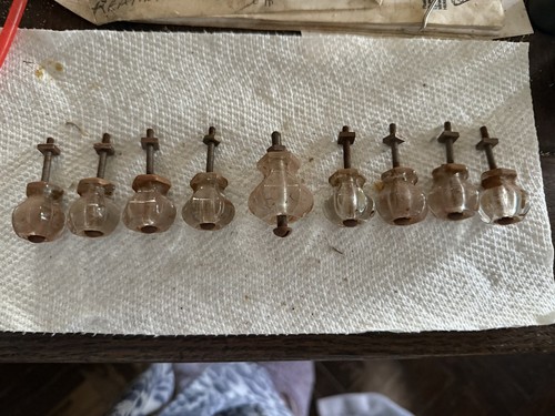 Old glass drawer pulls - old,