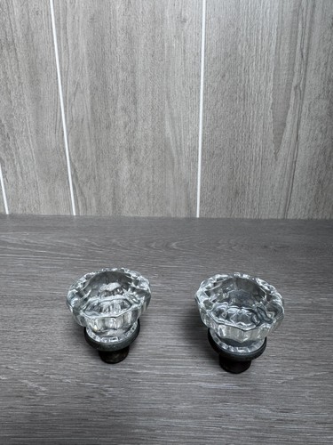 Pair vintage clear glass - pair,
