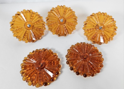 Vtg amber glass cabinet knobs - amber,