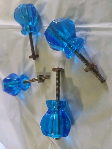 Blue glass draw pull - knobs,