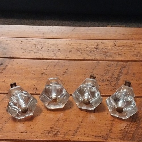 Antique glass hexagon pulls - antique,